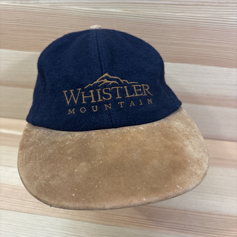 Vintage Whistler Mountain BC Felt Leather Strap Hat Canada
